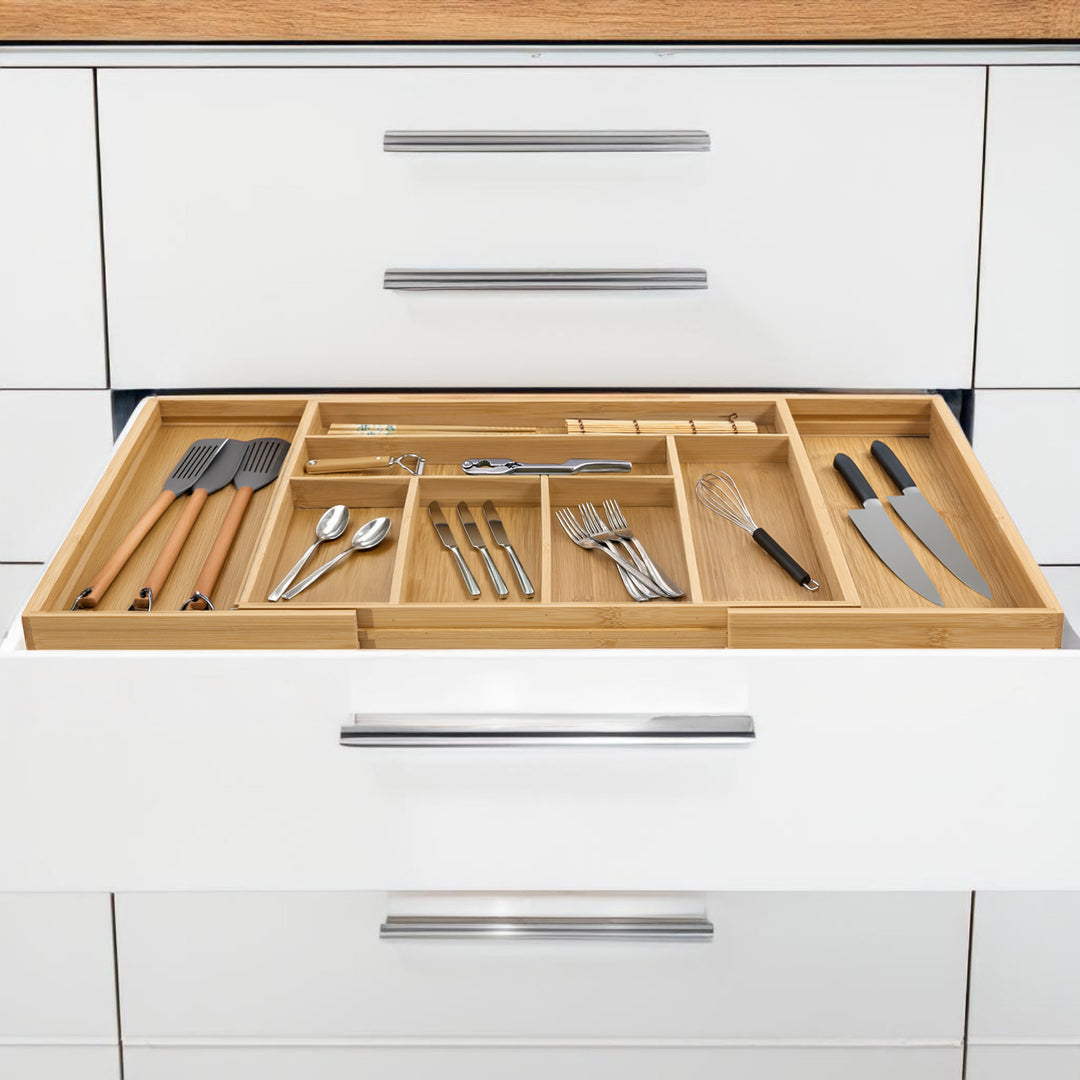 Organizador de cubiertos de bambú extensible GreenBlue, 325-500x430x45mm, GB379