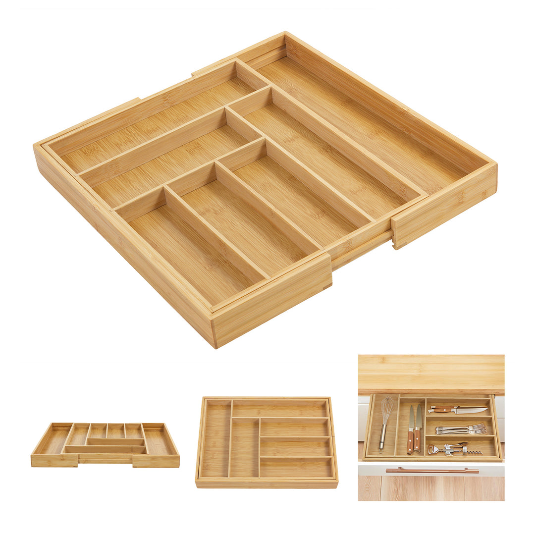 Organizador de cubiertos de bambú extensible GreenBlue, 325-500x430x45mm, GB379