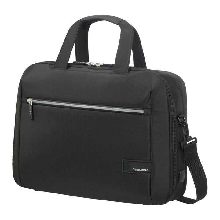 Samsonite Litepoint Bailhandle Bolsa para portátil de 15,6" negra con puerto USB y cremallera reflectante