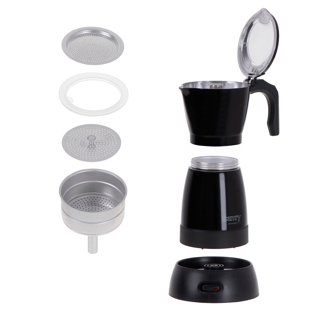 Moka Camry CR 4415B Cafetera eléctrica de 300 ml para 6 tazas de café espresso
