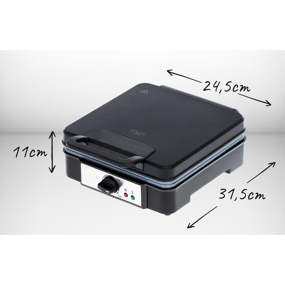 Máquina de waffles Adler, para 4 waffles, controlo de temperatura, 1800 W, AD 3049
