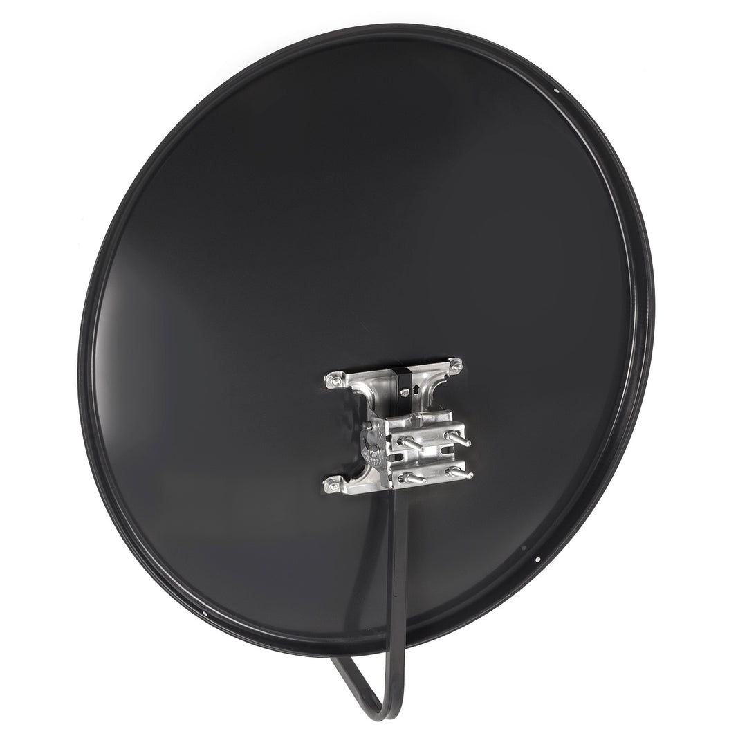 Sistema de satélite, antena parabólica de 90 cm, soporte de 40 cm, convertidor cuádruple, cable de 100 m, 8x conectores F