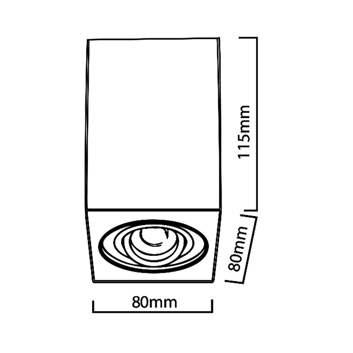 Maclean tubo / luminaria de superficie, proyector, halógeno, cuadrado, aluminio, bombilla 5W GU10, 80x80x115mm, color negro, MCE426 B +