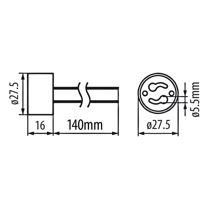 10x Toma de conexión Maclean, Toma cerámica GU10, 250V~, Corriente nominal maxi. 2A, Longitud del cable 14cm, MCE428