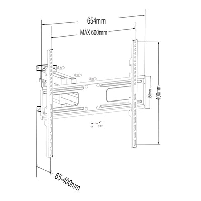 Maclean MC-832A Soporte para TV o monitor, VESA máx. 600x400, plano, distancia de la pared 41-475mm, 37-80", 50kg, negro