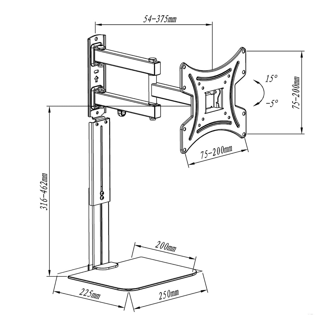 Maclean  MC-771A Soporte de TV con estante para DVD, vesa 200x200 , 23"-43", 25kg