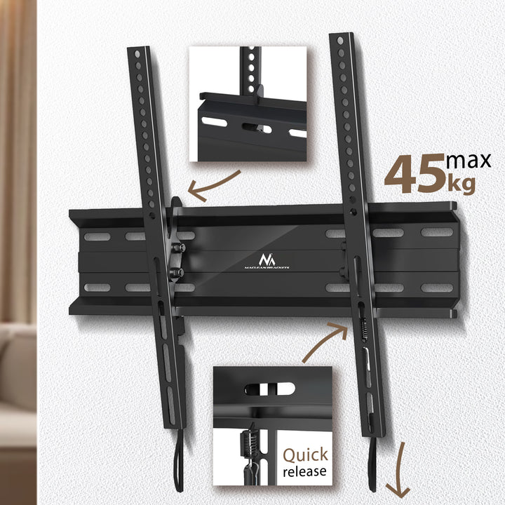 Suporte para TV ou monitor Maclean MC-748A, VESA máx. 400x400, 32-70", 45 kg, preto