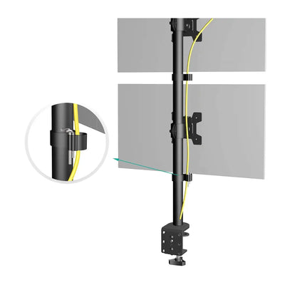 Maclean MC-966 Soporte para Monitor OLED QLED LCD y LED, Soporte de Mesa Doble, Vertical, VESA 75x75 y 100x100, 13-27", 9kg