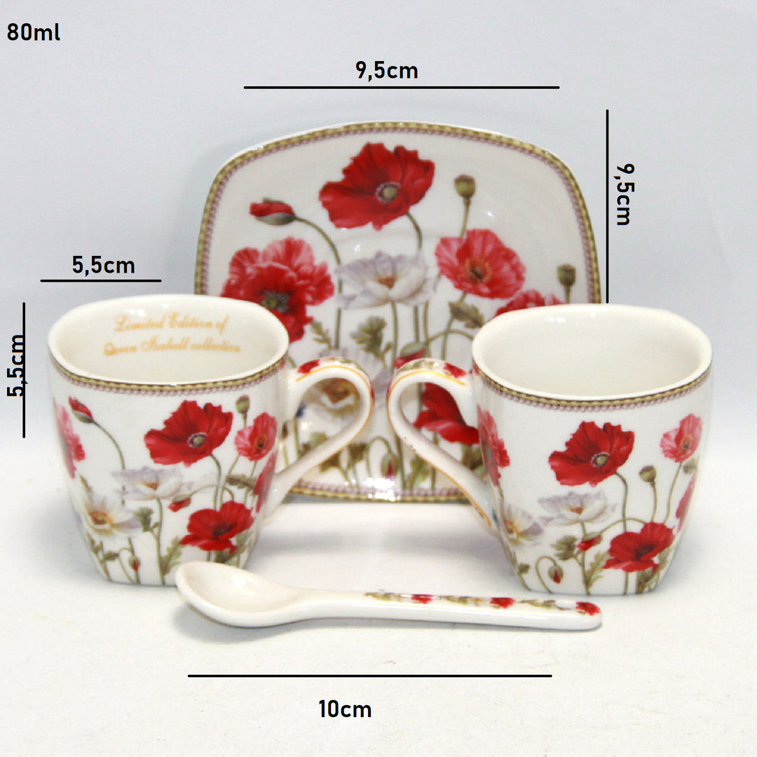 Juego de tazas espresso de porcelana con platos Queen Isabell W9PWH06-09596