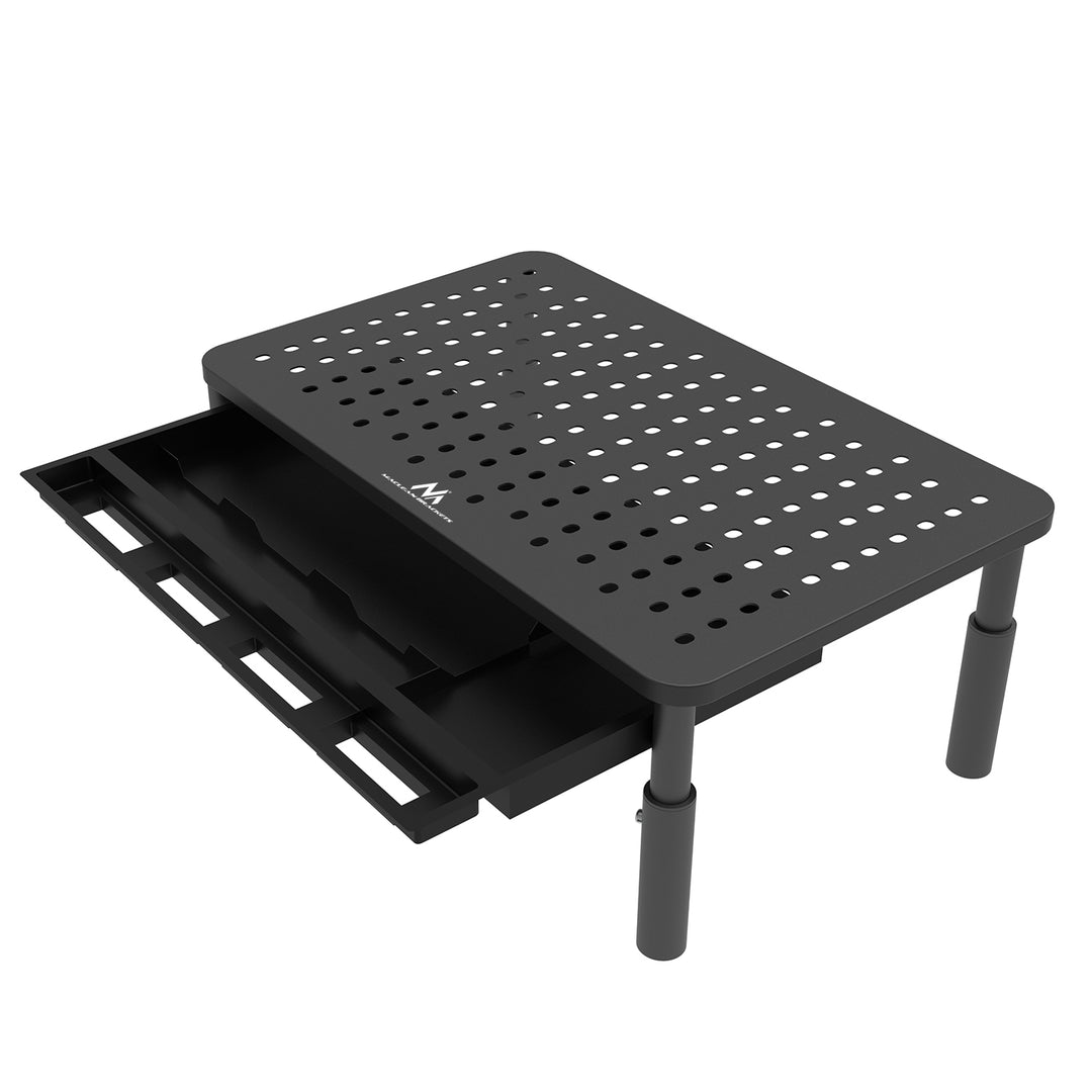 Maclean MC-946 Soporte Ergonómico para Monitor/Portátil con Cajón, Tamaño de Pantalla de 13 a 32 Pulgadas, Altura Ajustable, Capacidad de Carga de hasta 20 kg