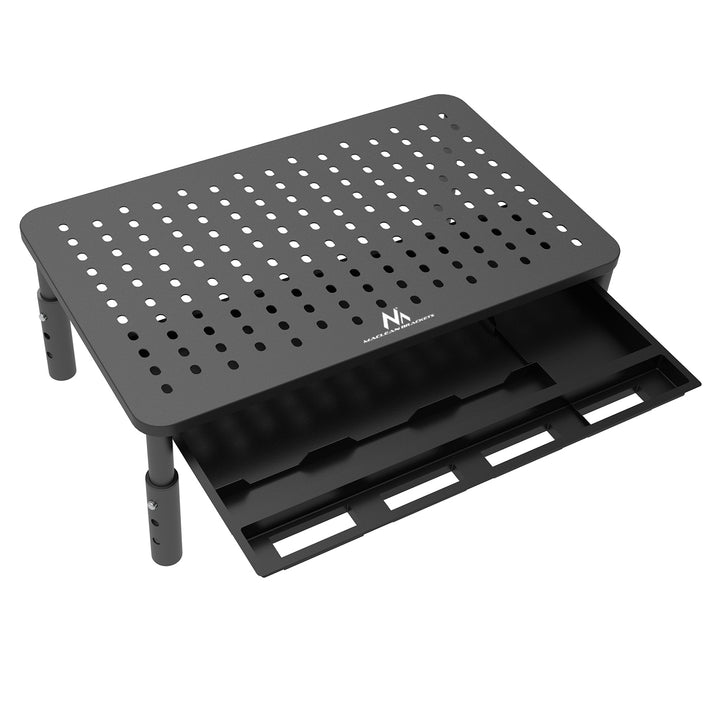 Maclean MC-946 Soporte Ergonómico para Monitor/Portátil con Cajón, Tamaño de Pantalla de 13 a 32 Pulgadas, Altura Ajustable, Capacidad de Carga de hasta 20 kg