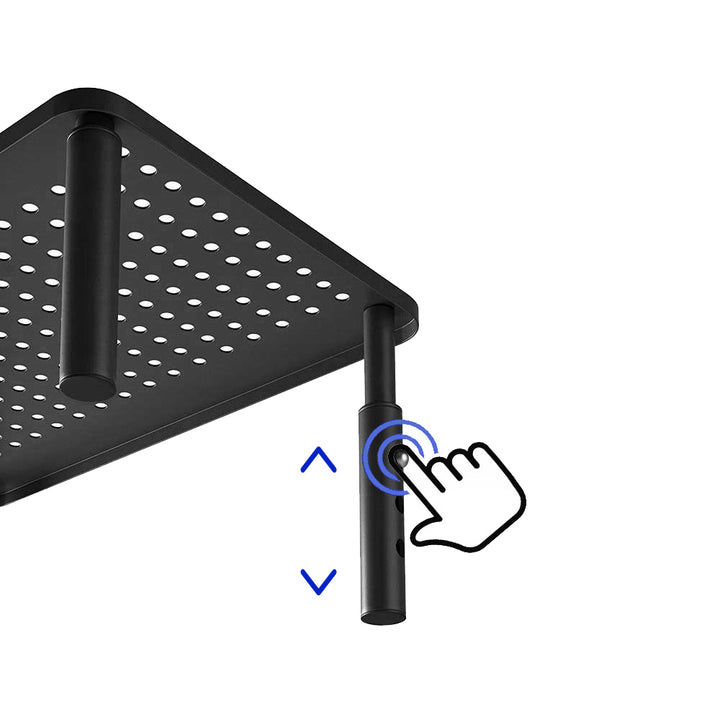 Maclean MC-947 Soporte Ergonómico para Monitor/Portátil con Cajón, Tamaño de Pantalla de 13 a 32 Pulgadas, Altura Ajustable, Superficie Perforada