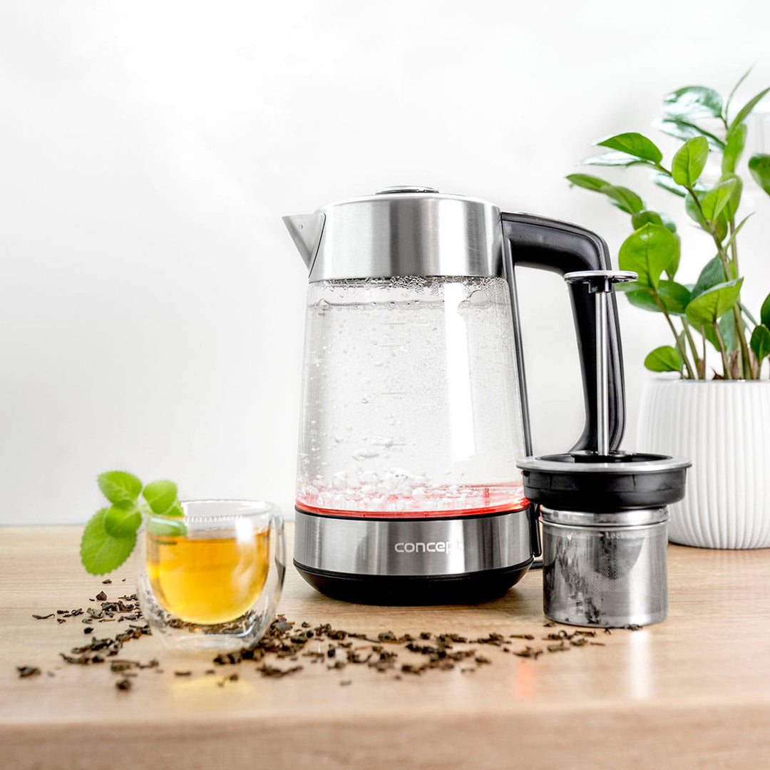 Concept 1.7L hervidor eléctrico de vidrio con control de temperatura y cafetera RK4190