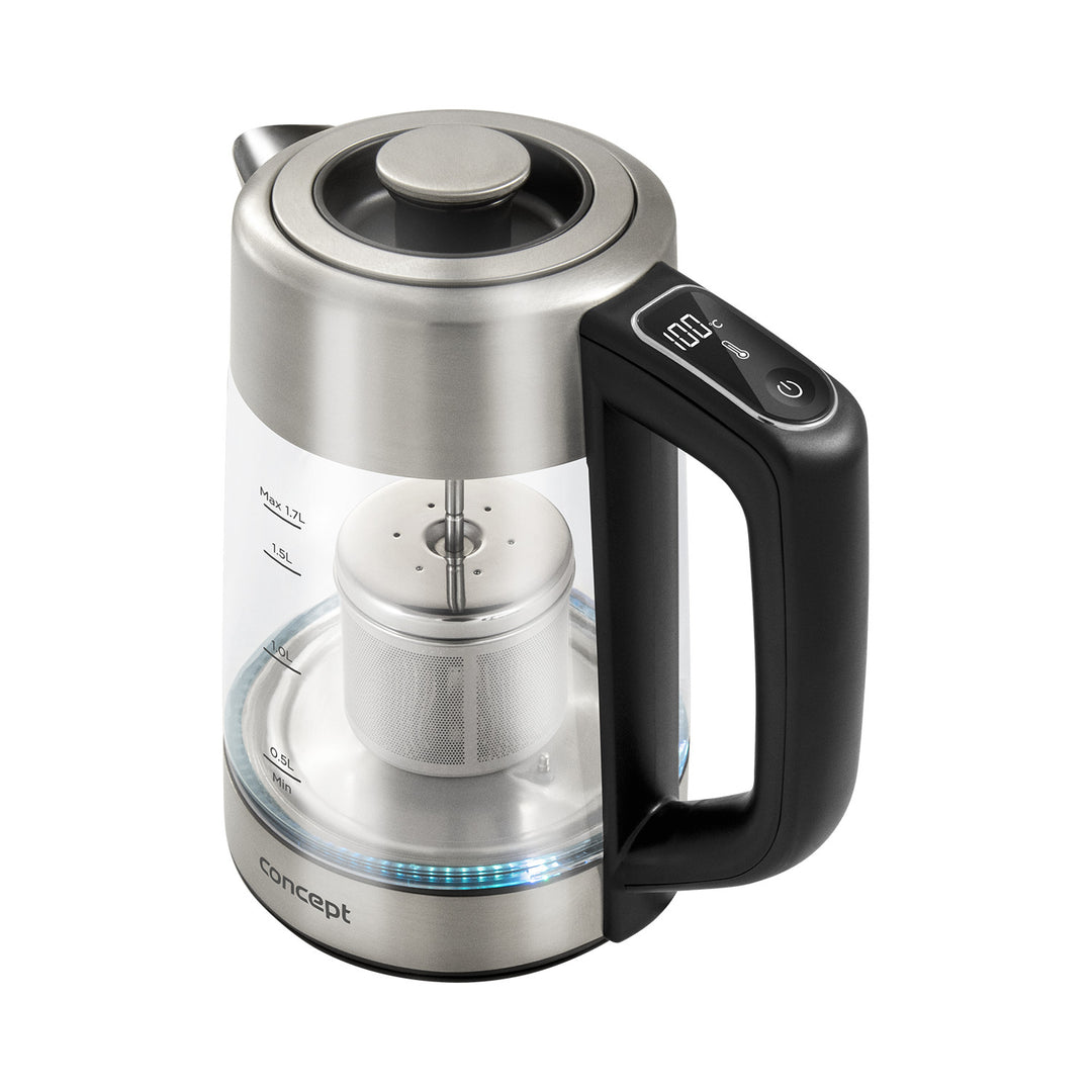 Concept 1.7L hervidor eléctrico de vidrio con control de temperatura y cafetera RK4190