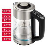 Concept 1.7L hervidor eléctrico de vidrio con control de temperatura y cafetera RK4190