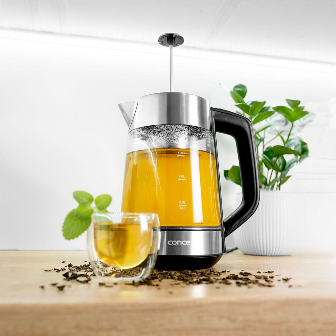 Concept 1.7L hervidor eléctrico de vidrio con control de temperatura y cafetera RK4190