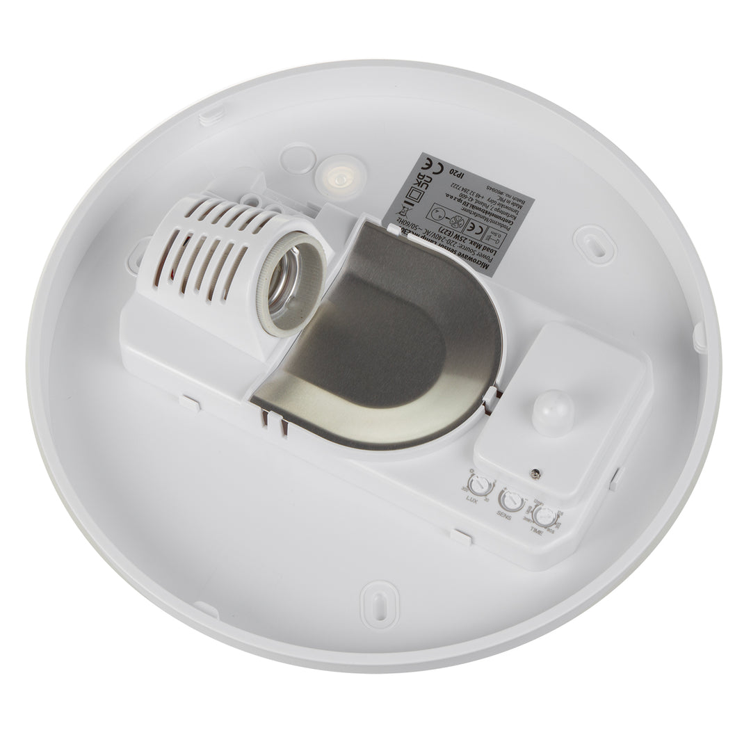 Maclean MCE309 lámpara de techo 1xE27 con sensor, sensor de microondas, difusor de PMMA, carga máx. 25W, IP20