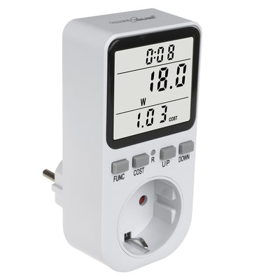Contador de Energia GreenBlue GB364 F, Wattímetro, Tipo F, 220-240 V CA, 50 Hz, Carga Máxima 16 A, IP20, Bateria Integrada