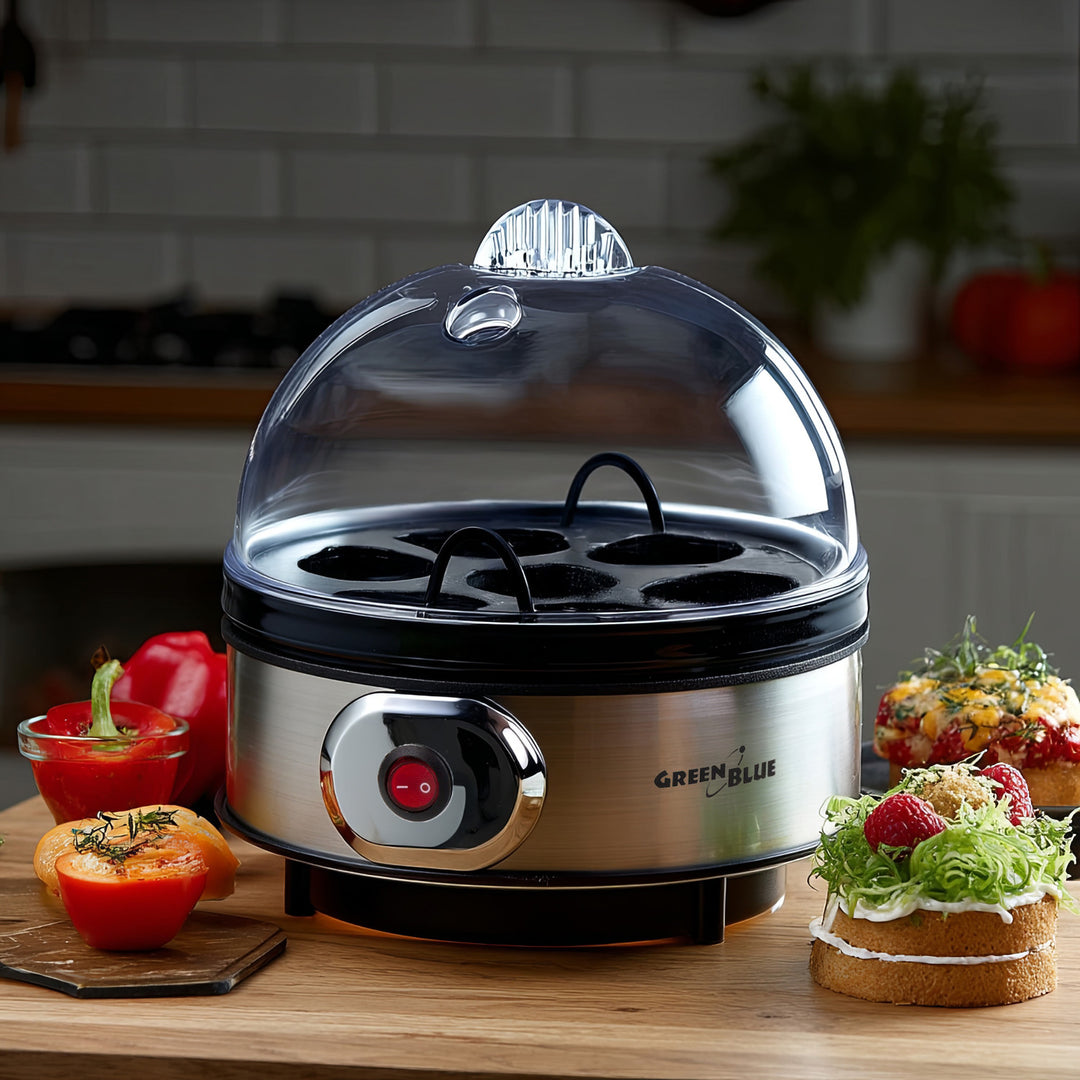 GreenBlue GB572 Cozedor de Ovos Automático, 400 W de Potência, Até 7 Ovos, Copo Medidor, 220-240 V~, 50 Hz