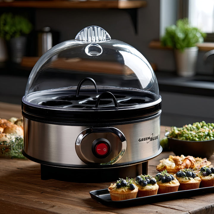GreenBlue GB572 Cozedor de Ovos Automático, 400 W de Potência, Até 7 Ovos, Copo Medidor, 220-240 V~, 50 Hz