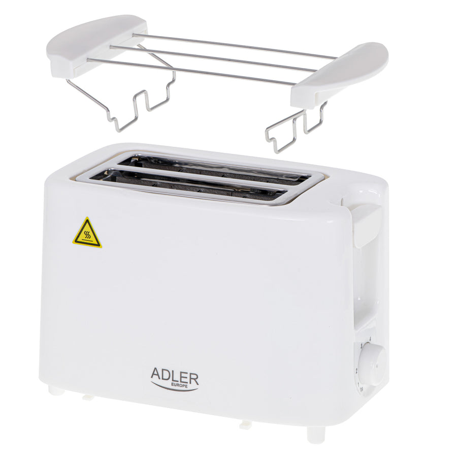 Torradeira Adler, controlo de 6 níveis, grelha para pão, 900 W, branca, AD 3223