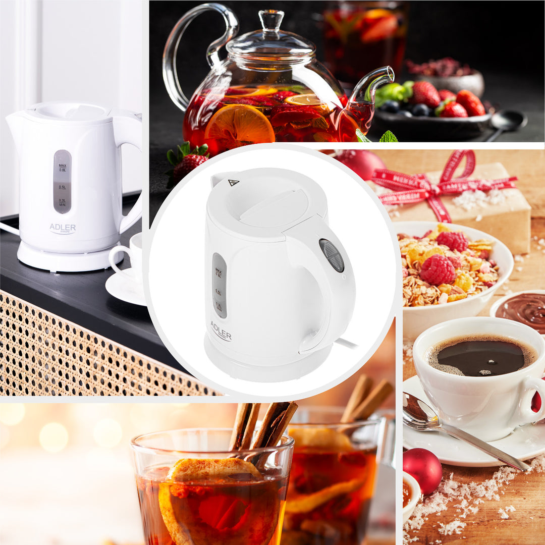 Hervidor eléctrico inalámbrico Adler, capacidad 0,8 l, potencia 850 W, AD1371