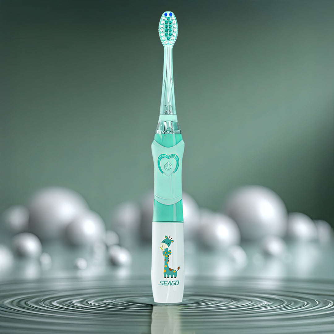 Escova de dentes sónica infantil SEAGO, verde, 1xAA 1,5 V (não incluída), 3 pontas de substituição, SG-977 verde