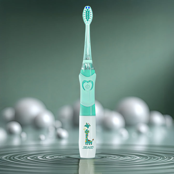 Escova de dentes sónica infantil SEAGO, verde, 1xAA 1,5 V (não incluída), 3 pontas de substituição, SG-977 verde