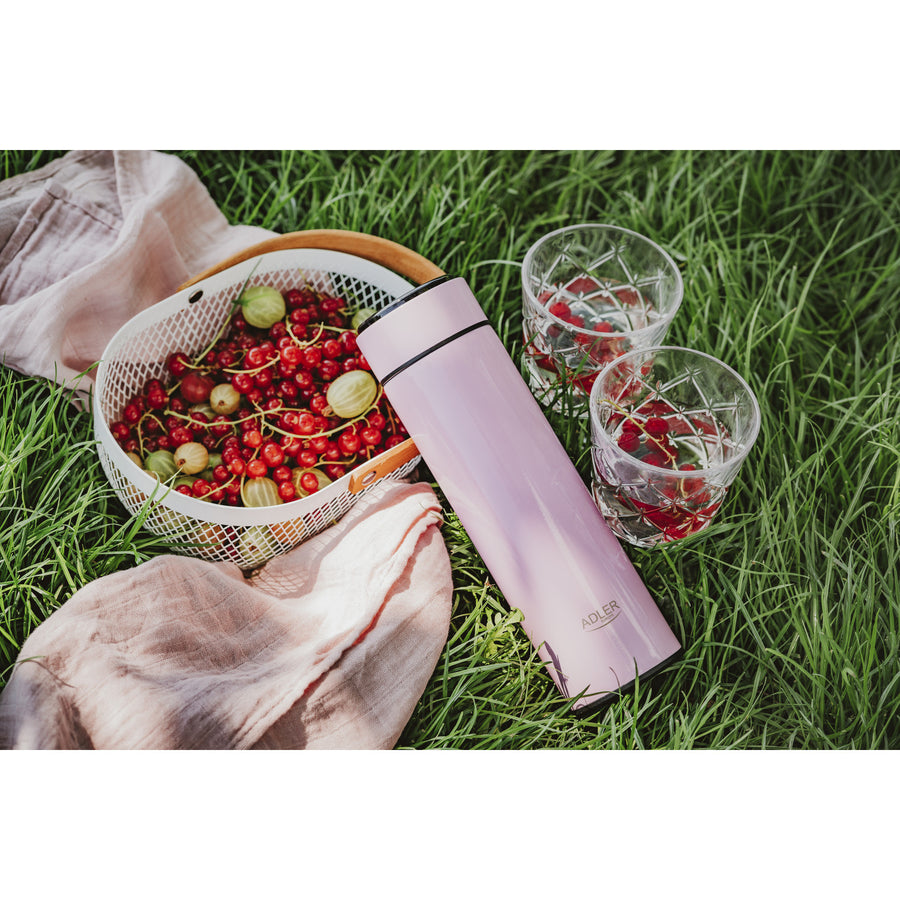 Termo Adler, pantalla táctil LED, capacidad 473 ml, color rosa, AD 4506