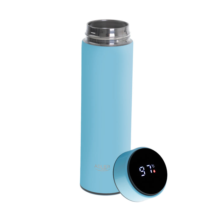 Termo Adler, pantalla táctil LED, capacidad 473 ml, color azul, AD 4506