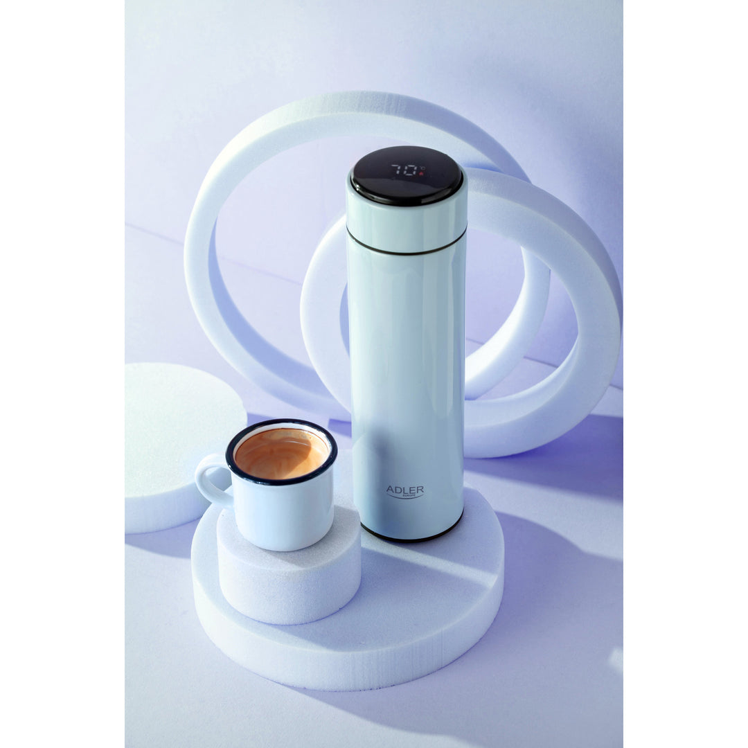 Termo Adler, pantalla táctil LED, capacidad 473 ml, color azul, AD 4506