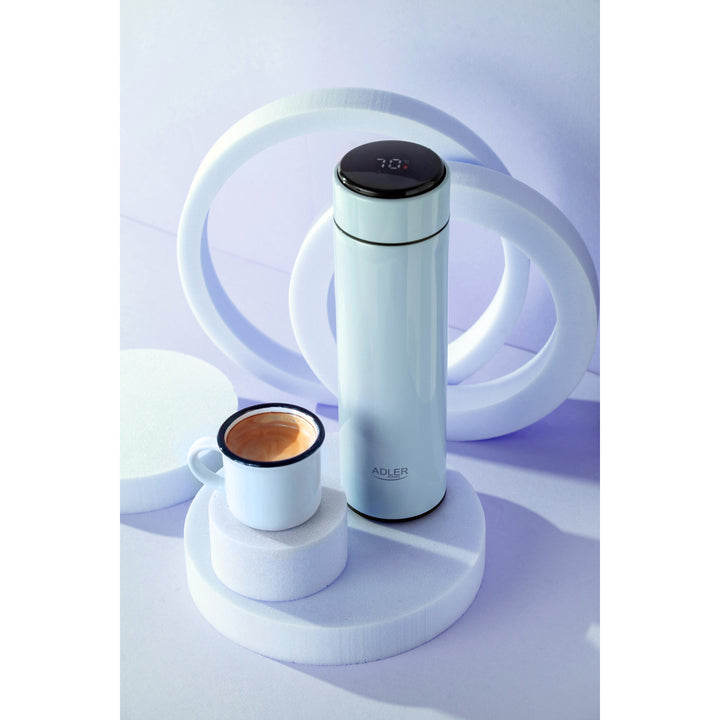 Termo Adler, pantalla táctil LED, capacidad 473 ml, color azul, AD 4506