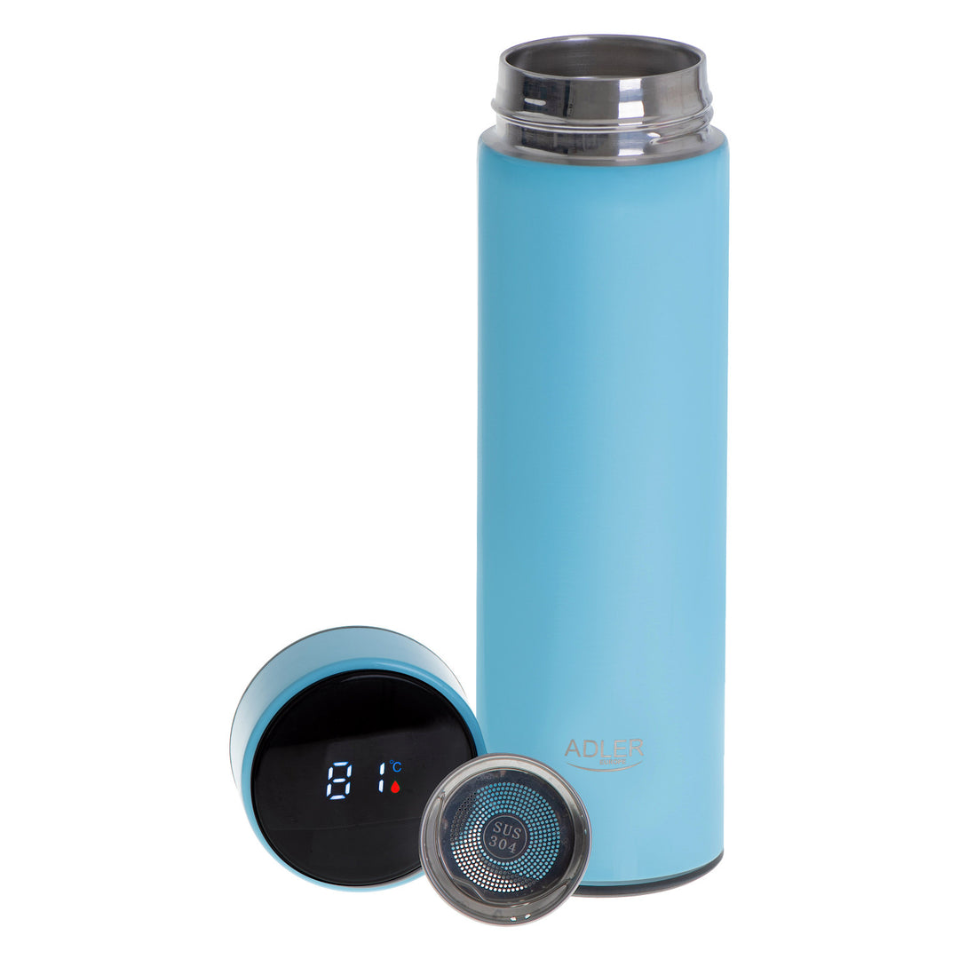 Termo Adler, pantalla táctil LED, capacidad 473 ml, color azul, AD 4506