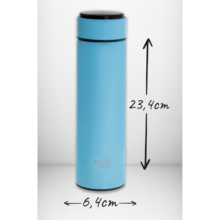 Termo Adler, pantalla táctil LED, capacidad 473 ml, color azul, AD 4506