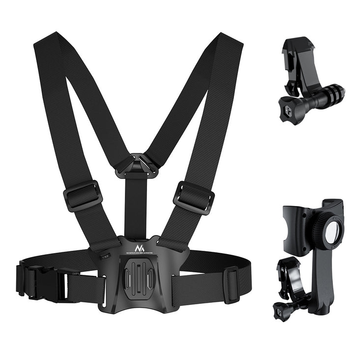 Maclean MC-294 Soporte Universal 2 en 1 con Correa para el Pecho, Soporte Deportivo para Smartphone y Cámara de acción, Compatible con Cámaras GoPro, etc., Rotación de 360°