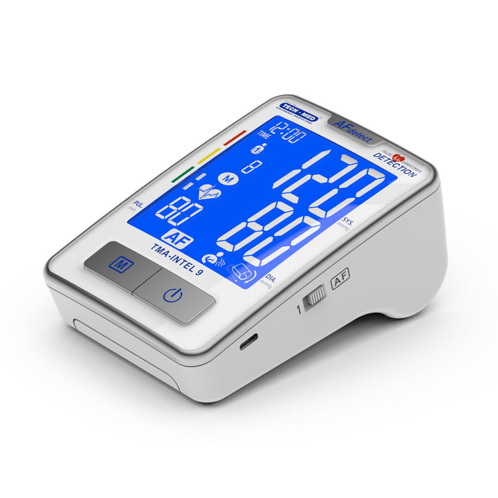 Tech-Med Monitor de Pressão Arterial, Detecção de Fibrilação Atrial, Display LCD, TMA-INTEL 9