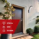 Luminária de parede LED Maclean MCE511 B, iluminação de parede interior e exterior, luminária de parede, 20 W, IP65 à prova de água, 2750 lm, branco neutro 4000 K, alcance de deteção: máx. 10 m