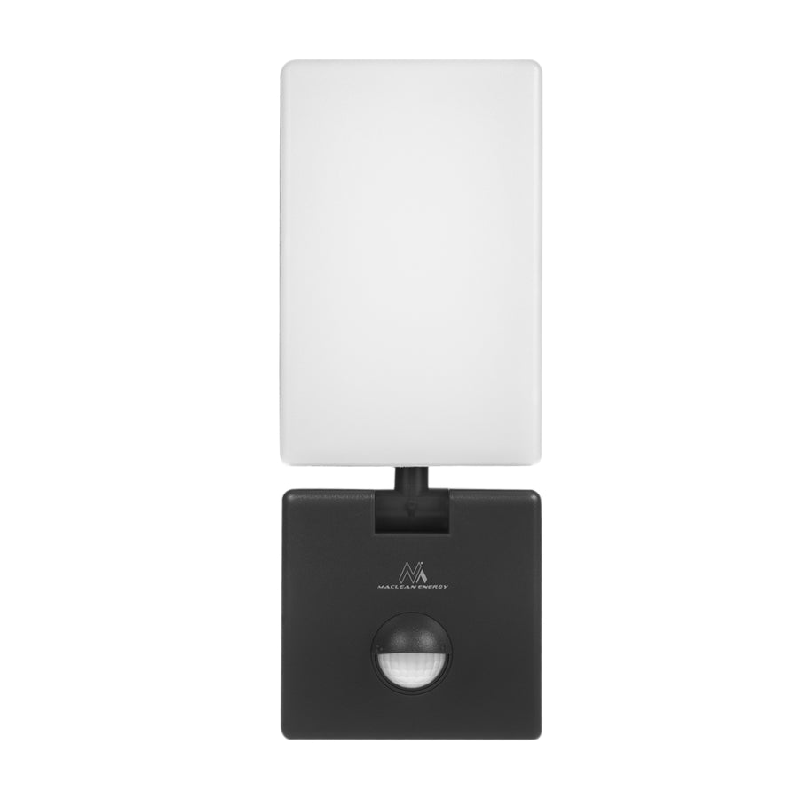 Maclean MCE516 B Luz LED com sensor de movimento e crepúsculo, luminária de parede exterior, 10 W, 800 lm, branco neutro 4000 K, à prova de água IP65