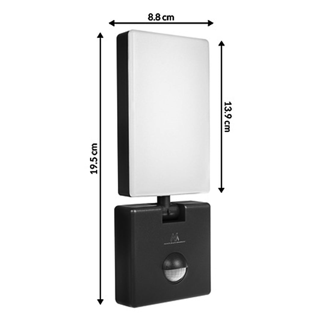 Maclean MCE516 B Lámpara LED con Sensor de Movimiento y Crepuscular, Iluminación de Pared para Exterior, 10W, 800lm, Blanco Neutro 4000K, IP65 Resistente al Agua