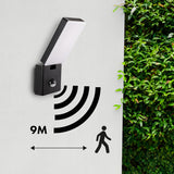 Maclean MCE516 B Luz LED com sensor de movimento e crepúsculo, luminária de parede exterior, 10 W, 800 lm, branco neutro 4000 K, à prova de água IP65