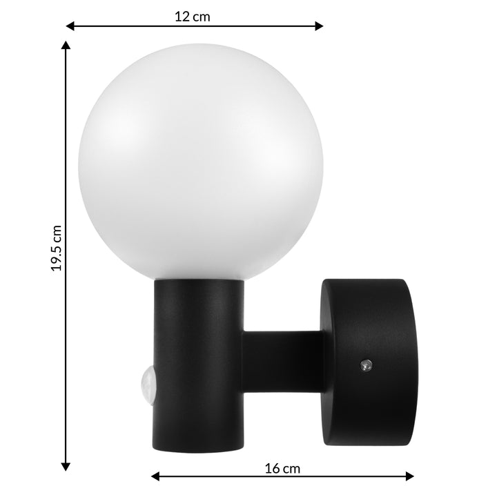 Maclean MCE515 B Lámpara LED con detector de movimiento PIR, 15W, IP65, 1600lm, 4000K (Negro)