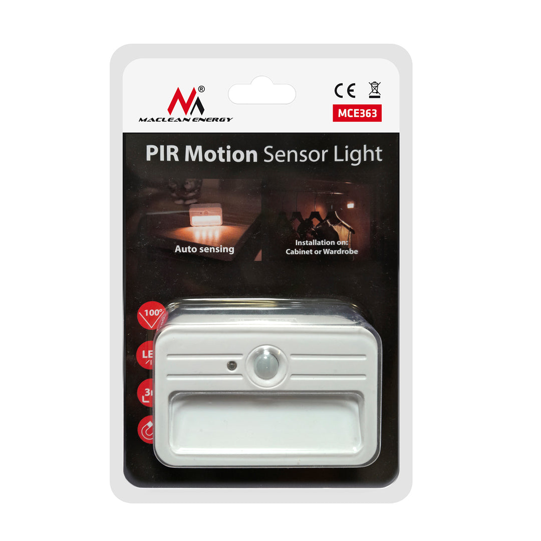 Maclean MCE363 Luz LED de escalera con sensor de movimiento y crepuscular, temp. 4000K, 4 LEDs, Alcance 3-4m