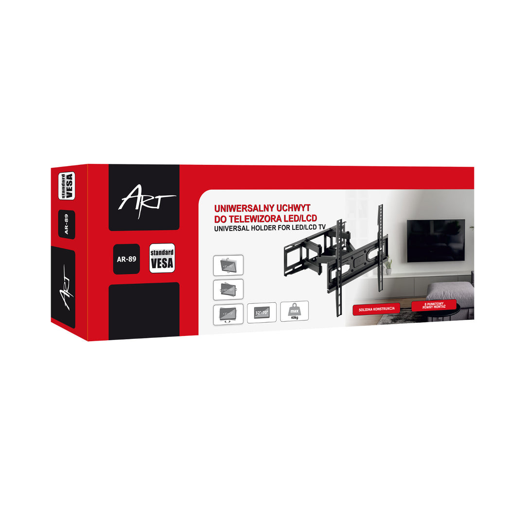 Suporte TV ART, 32-70'', 40 kg, preto, VESA 400x400, AR-89