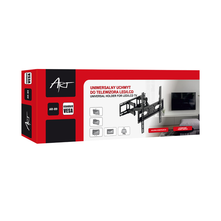 Suporte TV ART, 32-70'', 40 kg, preto, VESA 400x400, AR-89