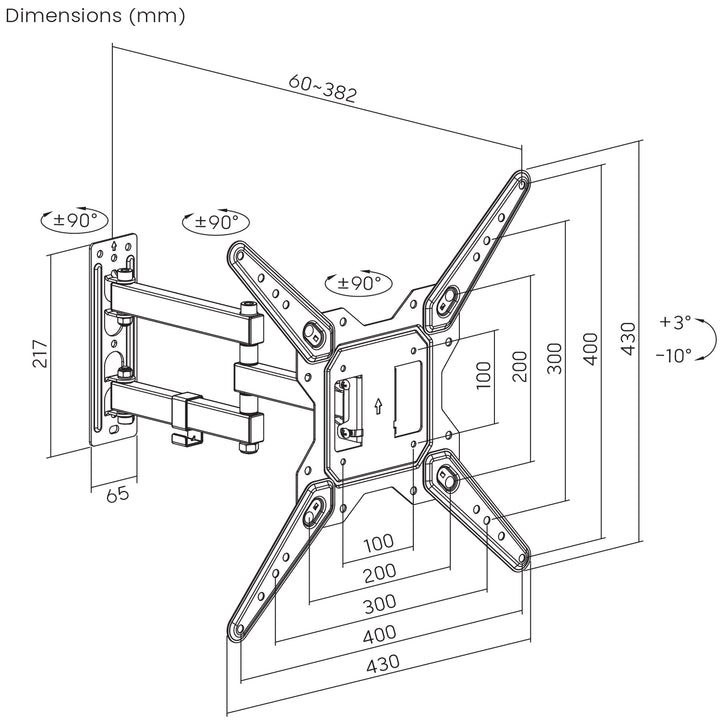 Maclean MC-701N Soporte para TV o Monitor, Universal, VESA máx. 400x400, 23-55", 30kg, Negro