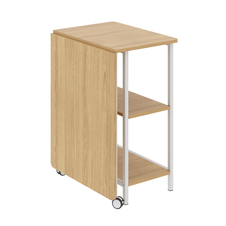 Maclean MC-411 W Escritorio Plegable Loft con Tablero y Dos Estantes, Carga máx. 150 kg, Dimensiones: 107x45x75 cm, Color Haya claro