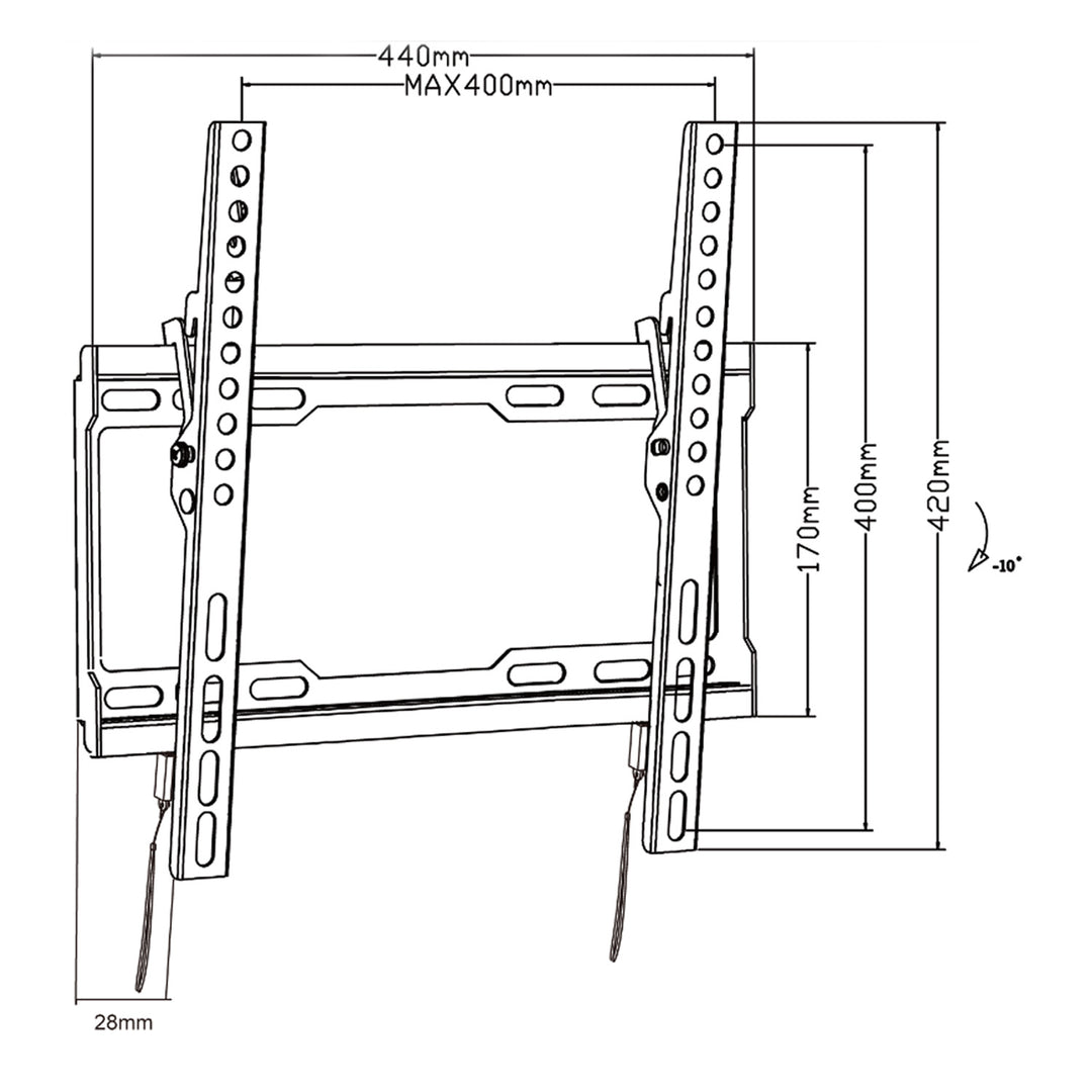 Maclean MC-412 Soporte para TV, Soporte de Pared para Pantallas de 32-70", VESA máx. 400x400, Carga máx. 45kg, Ajuste de Inclinación +0°~-10°