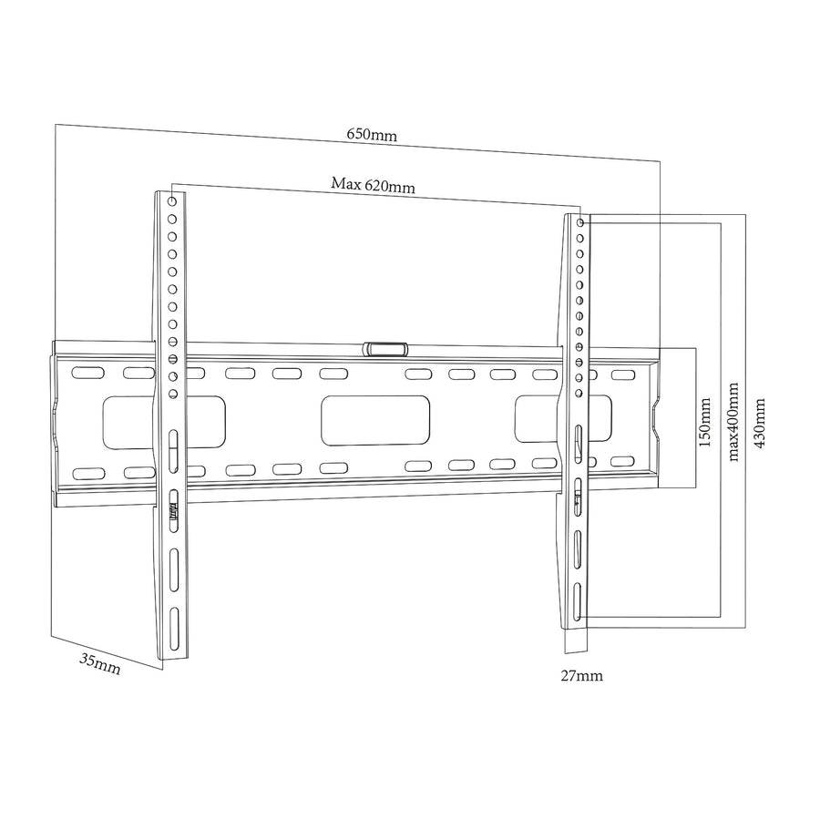 Suporte de parede para TV Maclean MC-419 para ecrãs de 32 a 100 polegadas, VESA máx. 600x400, carga máxima de 80 kg