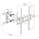 Suporte de parede para TV Maclean MC-423, suporte de parede para TV para ecrãs de 43 a 100 polegadas, VESA máx. 800x600, carga máxima de 80 kg, regulação horizontal e vertical do ângulo, perfil de 50 a 500 mm