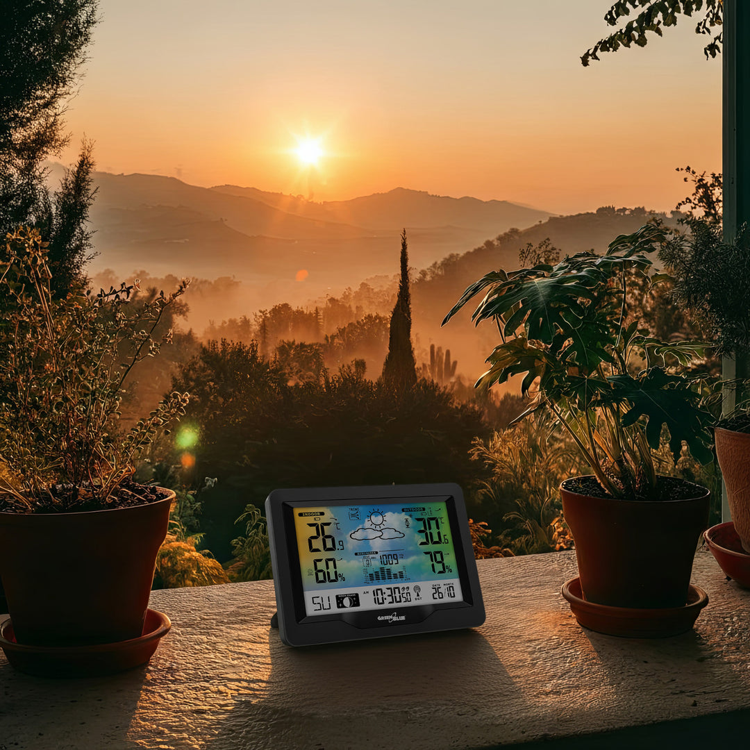 GreenBlue GB540N Estación Meteorológica Inalámbrica, en color, con DCF, Fases Lunares, Barómetro, Calendario, Fuente de Alimentación